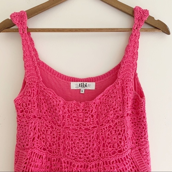 Tibi Crochet Dress Medium Sleeveless Pink - Picture 2 of 8
